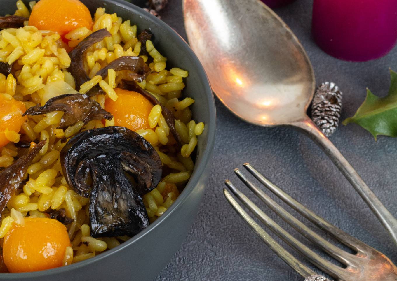 #riz Risotto safrané à la butternut et aux champignons