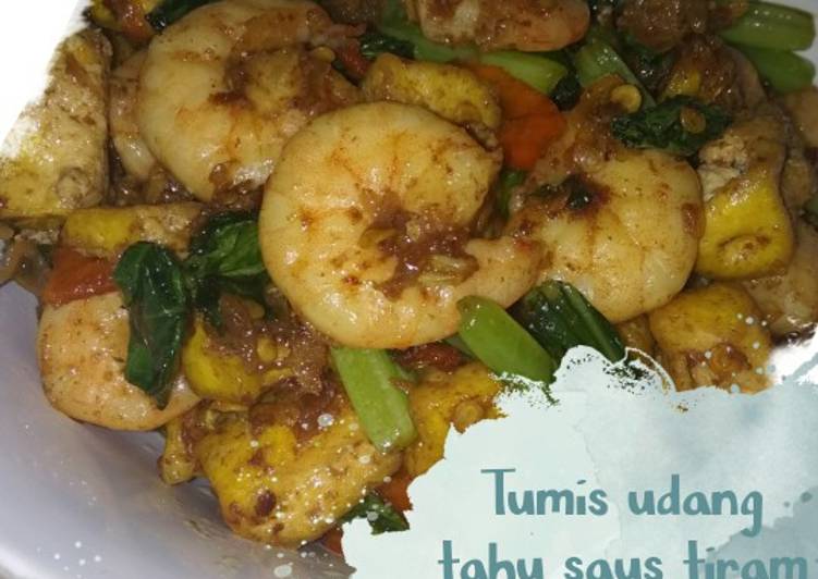 Tumis Udang Tahu Saus Tiram