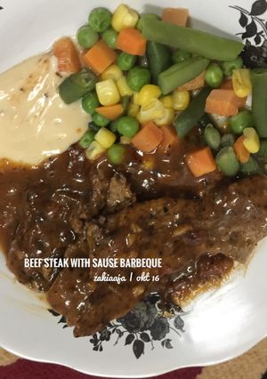 Foto resep Beef steak with saus barbeque