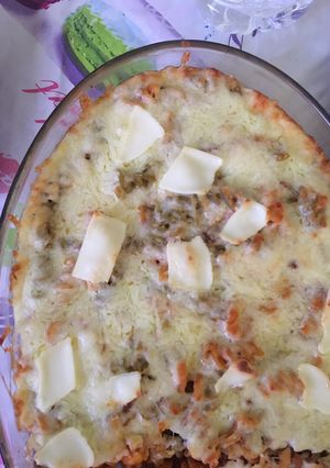 Una foto de Macarrones gratinados con carne picada
