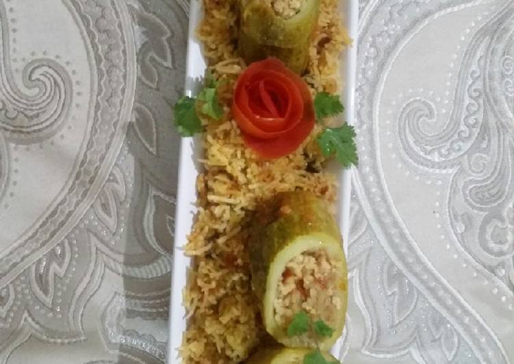 Stuffed Khusay with chicken mince and rice