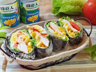 海苔玉米雞肉蔬菜三明治