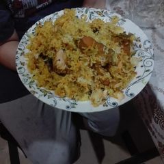 A picture of Spicy chilli chicken briyani.