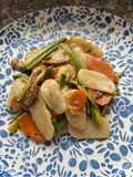 Homemade Rice Gnocchi Stir-Fried with Vegetables