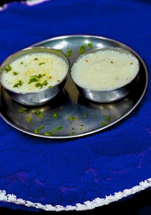 A picture of Barnyard Millet Or Sama Chaval And Curd kadhi -Vrat Or Fasting Lunch.