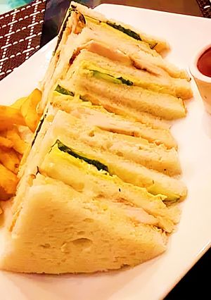 A picture of Restaurant style sandwich.