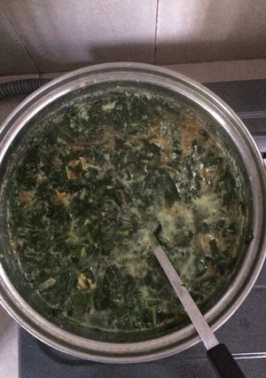 Foto resep Sayur daun singkong santan telur