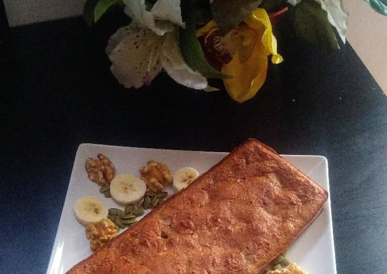 Bizcocho de avena banana y frutos secos