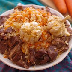 A picture of Plov with lamb meat - my version from memory.