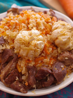 A picture of Plov with lamb meat - my version from memory.