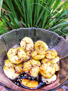 A picture of 2 Minute Korean Cucumber Salad with a Desi Twist.