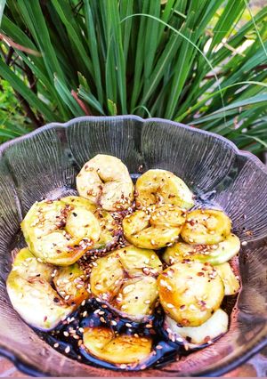A picture of 2 Minute Korean Cucumber Salad with a Desi Twist.