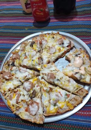 عکسی از دستور پیتزا خوشمزه بدون فر😋