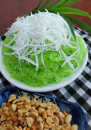 Hình của món Xôi lá dứa cốt dừa.