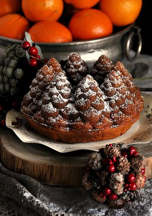 Una foto de Bundt cake esponjoso de naranja