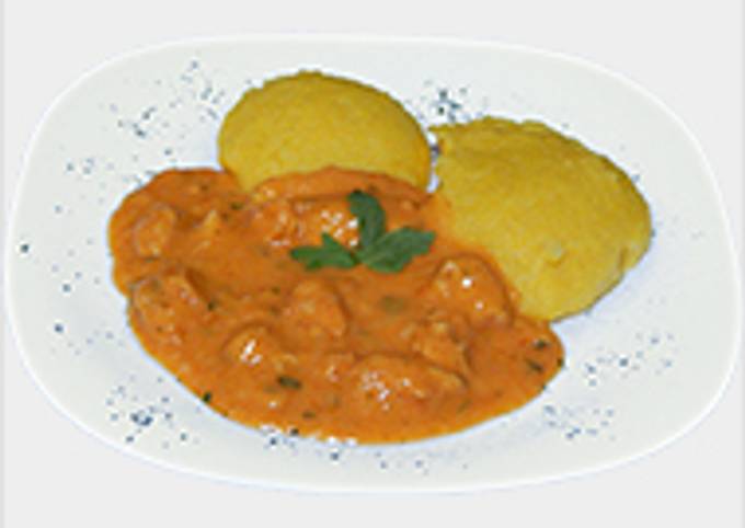 Chicken Paprikash on Polenta