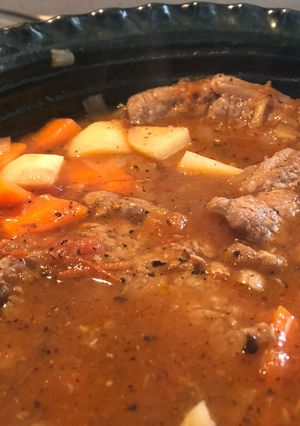 A picture of Ranch-Style Beef Steak Soup.