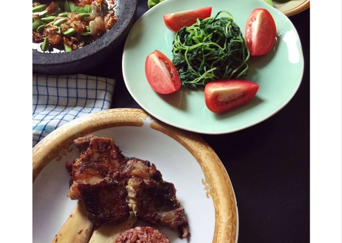 Iga Sapi Panggang dan Sambal Siram Petai Bawang #kitaberbagi