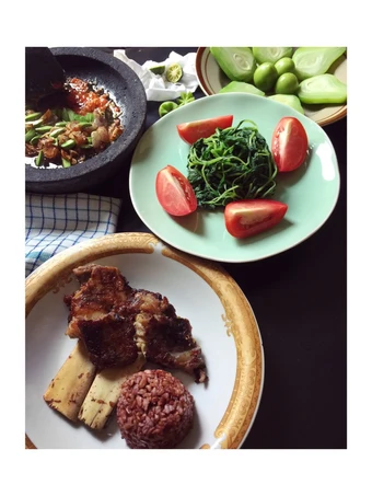 Langkah Gampang Membuat Resep Iga Sapi Panggang dan Sambal Siram Petai Bawang #kitaberbagi yang Enak