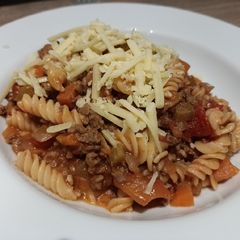 A picture of Ninja Foodi pasta with meat Bolognese sauce.