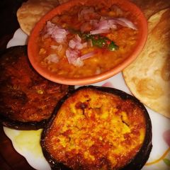 A picture of Begun Bhaja Bengali begun side recipe.