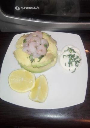 Una foto de Entrada de salmón Camarón