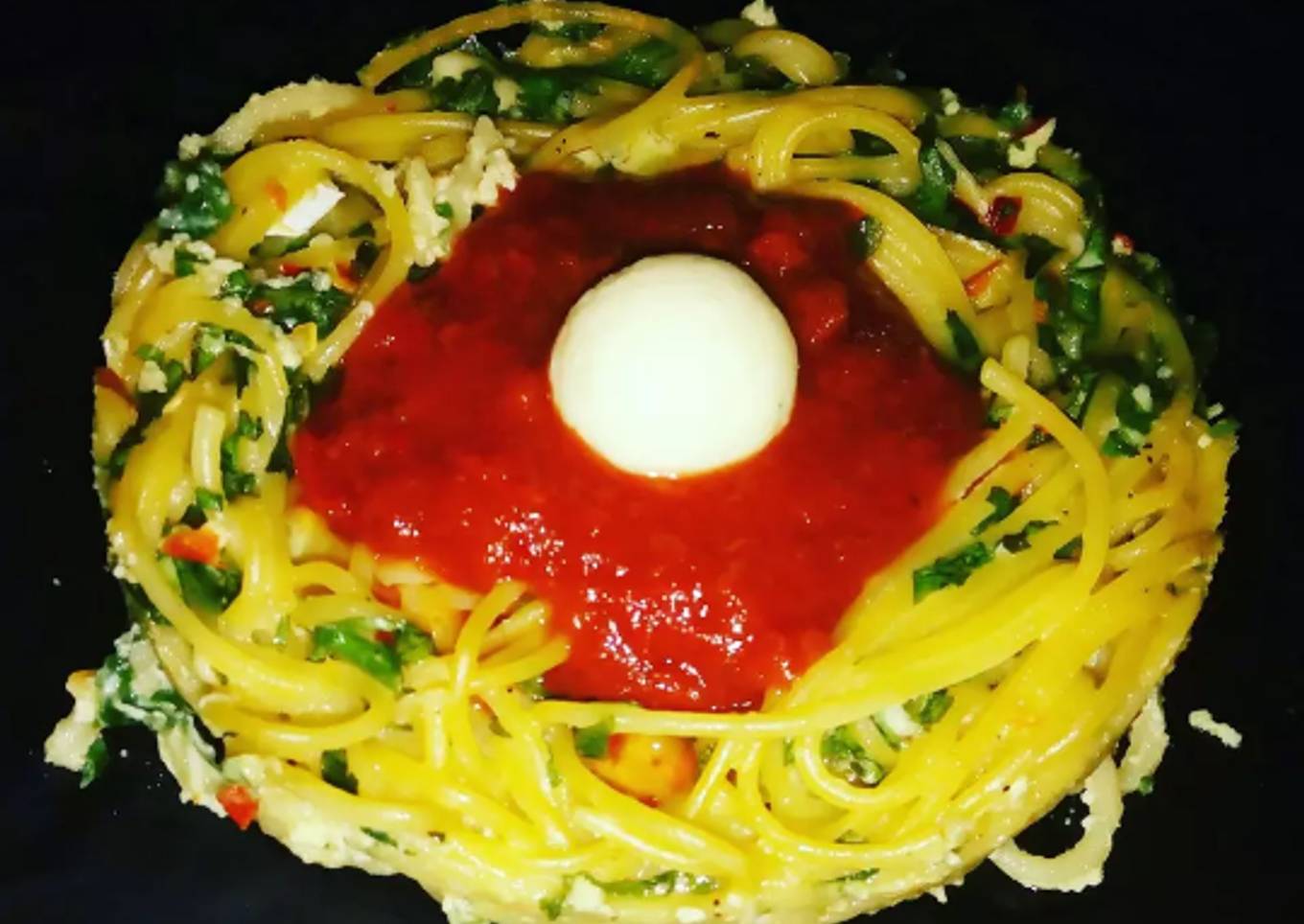 The ultimate Spinach Sphagetti Nest