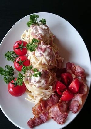 O poză a rețetei Spaghete cu bacon.