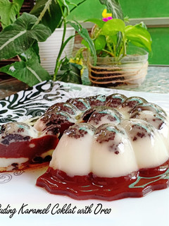 Foto resep Puding Karamel Coklat with Oreo & regal