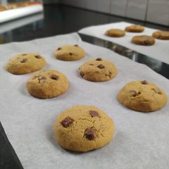 A picture of Peanut butter and chocolate chip cookies.
