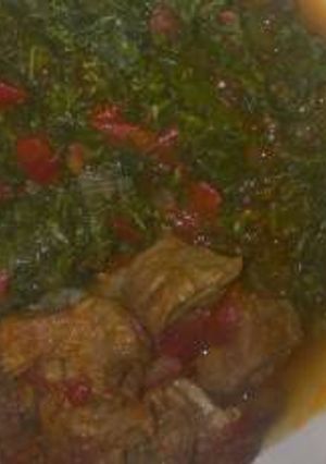 A picture of Beef stew with kienyeji.