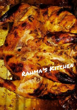 A picture of SPICY OVEN BAKED WHOLE CHICKEN. 🍗😋.