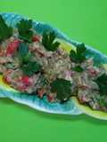 Insalata di melanzane (melitzanosalata) affumicata, con peperoni cornetti