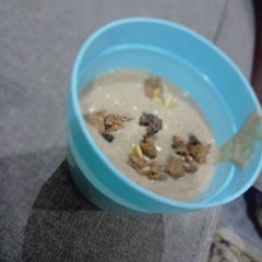 A picture of Chocolate and banana drink.