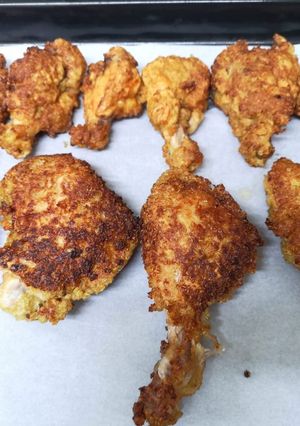 Una foto de Innovador pollo con costra de Quinua