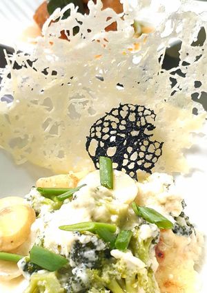Una foto de Vegetales gratinados en salsa mornay
