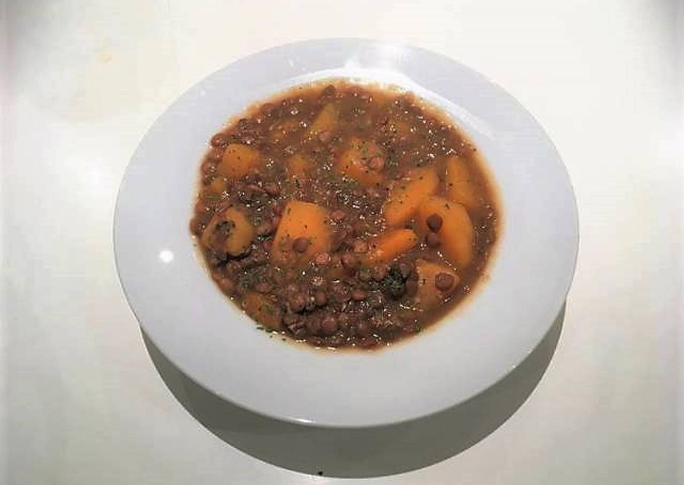Lentejas con calabaza
