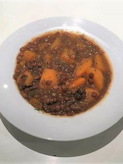 Una foto de Lentejas con calabaza