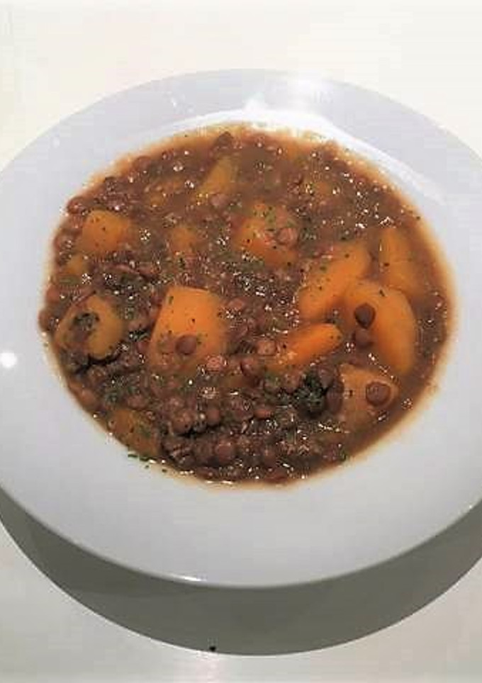 Una foto de Lentejas con calabaza