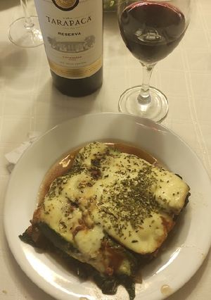 Una foto de Lasaña de zapallo italiano y berenjena