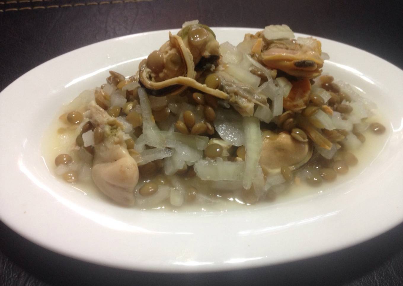 Lentejas con mariscos