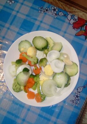 A picture of Broccoli and eggs salad.