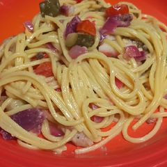 Mediterranean Style Seafood Pasta A picture of Mediterranean Style Seafood Pasta.