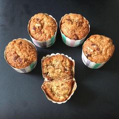 A picture of Eggless banana chocolate muffins.
