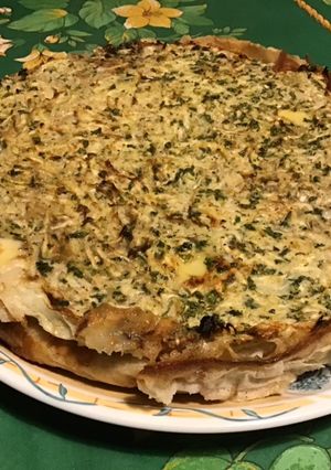 Une photo de Tarte feuilletée au bœuf, légumes du jardin, tome et crème