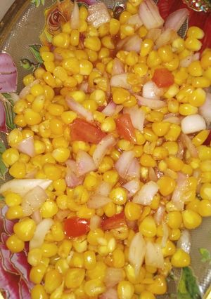 A picture of Masala corn chaat.