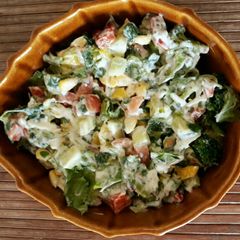 A picture of Healthy Salad with Caesar dressing.