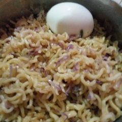 A picture of Fried Onion Spiced Indomie with Cook Egg #teamabuja.