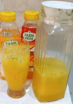 A picture of Orange mango refreshing drink.