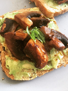 A picture of Smokey Mushrooms & Avocado on Toast.